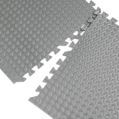 Xspec 3/8" Thick 100 Sq Ft Steel EVA Foam Floor Exercise Gym Mats 25 pcs, Grey