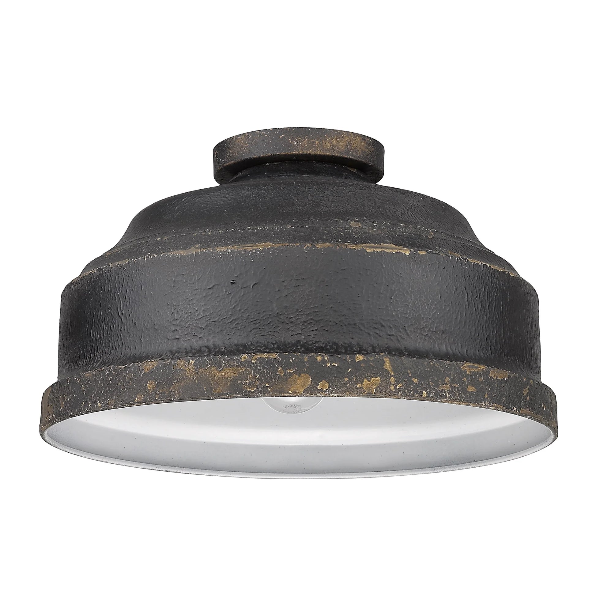 Golden Lighting Keating 3-Light Metal Flush Mount in Antique Black Iron