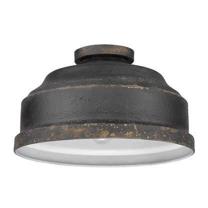 Golden Lighting Keating 3-Light Metal Flush Mount in Antique Black Iron