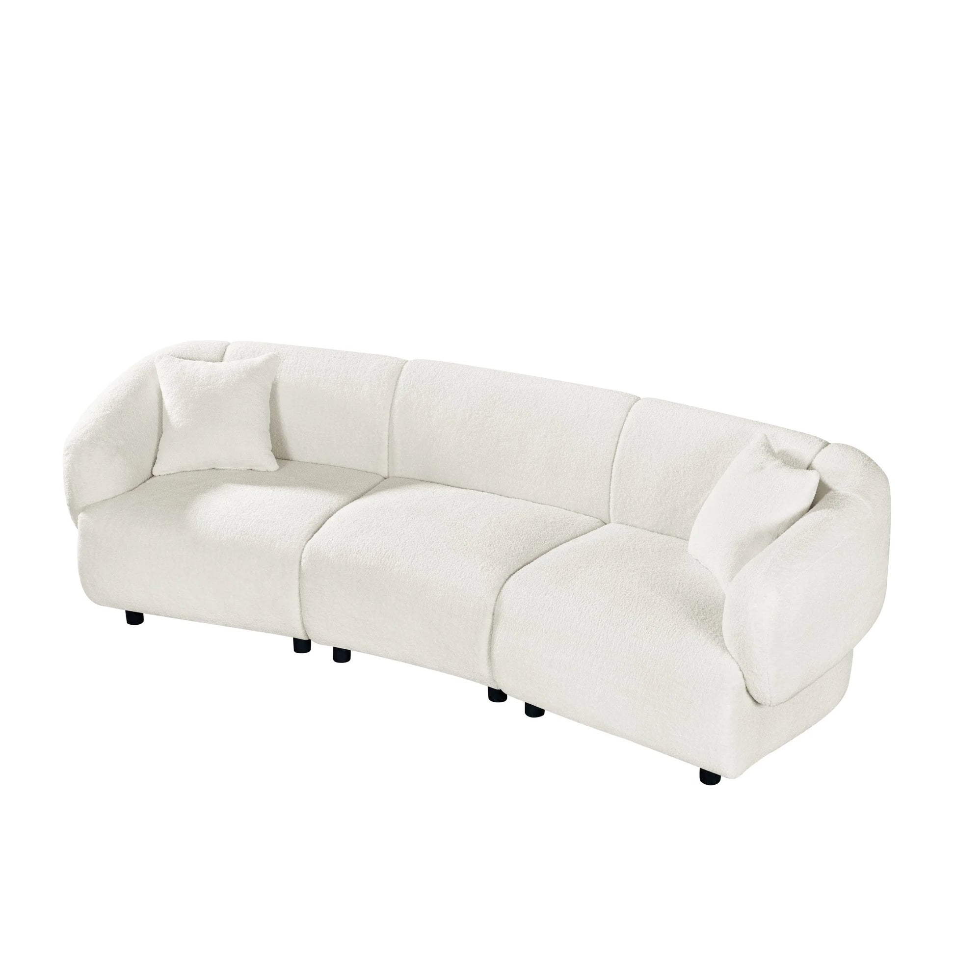 Christopher Knight Home 98.5" Curved Contemporary 3-Seat Sofa with Upholstered Plush Seating, Beige