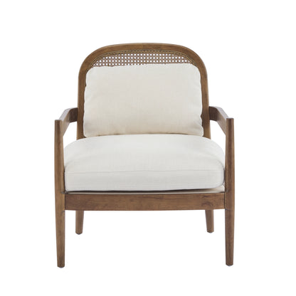 Christopher Knight Home [Set of 2] Mid-Century Modern Accent Chairs with Light Brown Solid Wood Frame, Rattan Backrest with Cushion - Comfortable Armchairs Light Brown