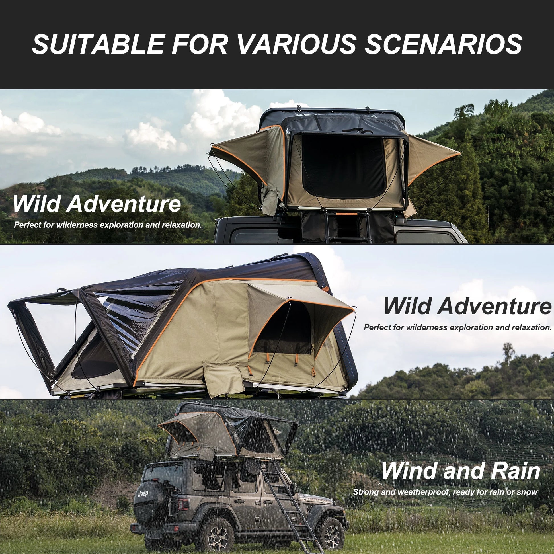 Naturnest Premium Weatherproof 2-3 Person Rooftop Tent with Adjustable Dual Lighting, Memory Foam Bedding, Spacious Interior, and Exceptional Delivery