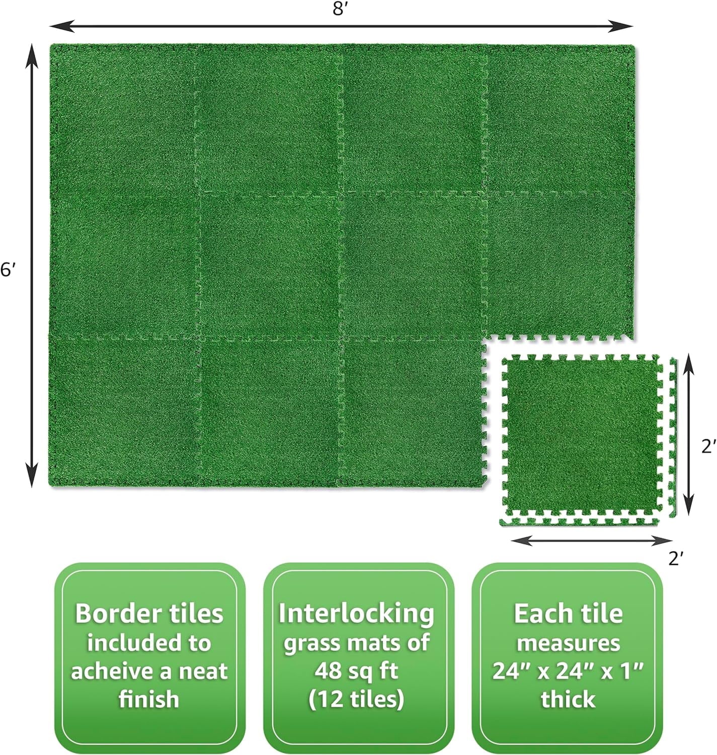 Sorbus 48sq ft Plastic interlocking Floor Tiles, 12-Tile