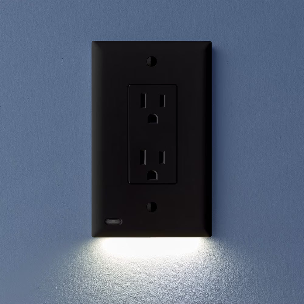 6 Pack - SnapPower GuideLight 2 [For Duplex Outlets] - Replaces Plug-In Night Light - Electrical Receptacle Wall Plate With LED Night Lights - Auto On/Off Sensor - (Duplex, White)