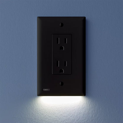 6 Pack - SnapPower GuideLight 2 [For Duplex Outlets] - Replaces Plug-In Night Light - Electrical Receptacle Wall Plate With LED Night Lights - Auto On/Off Sensor - (Duplex, White)