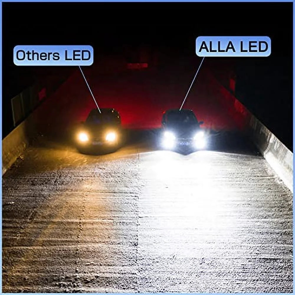 Alla Lighting 12000 Lumens HB3 9005 LED Headlights Bulbs, 6500K Xenon White, Xtreme Super Bright High Beam or Low Beam Conversion Kits Replacement