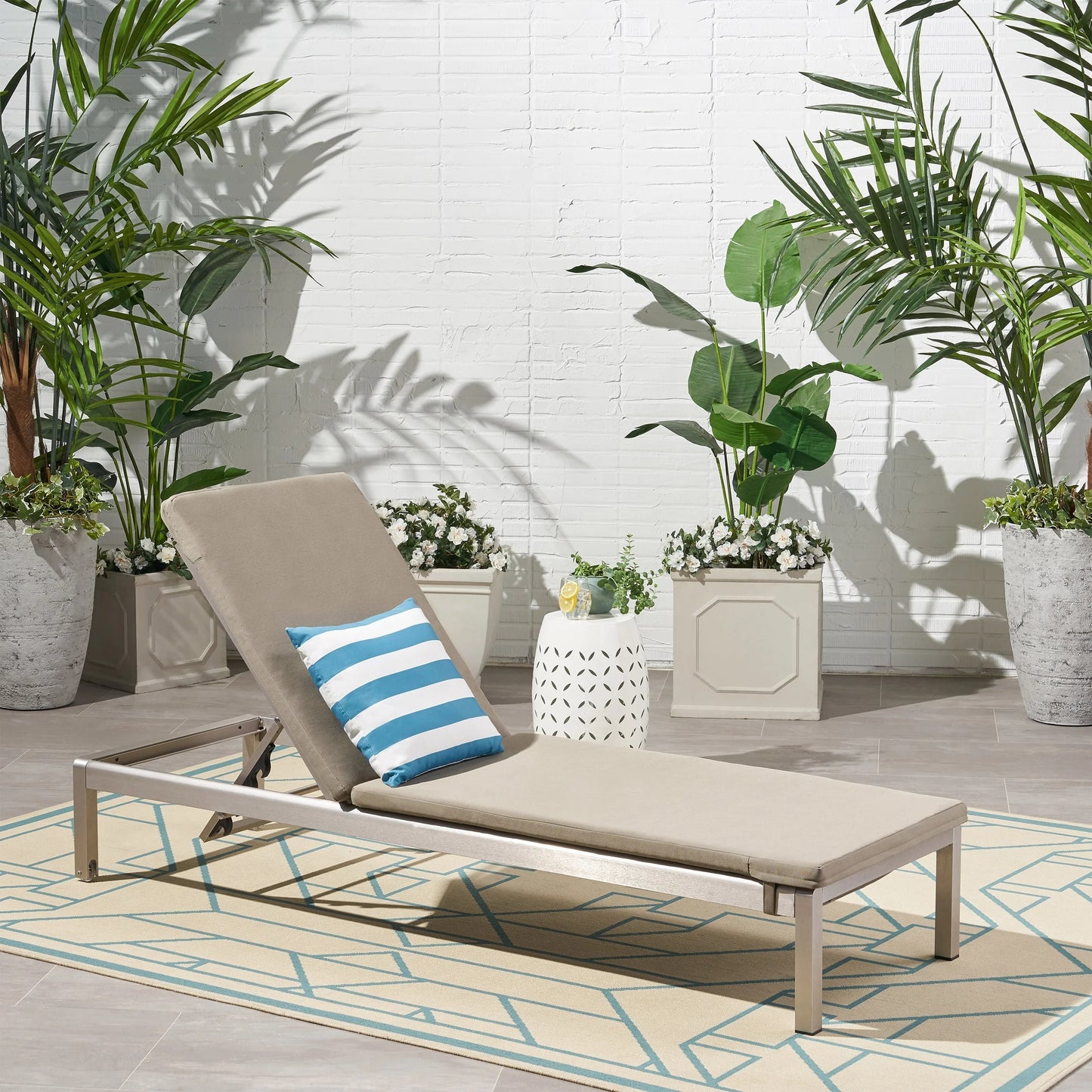 Christopher Knight Home Cape Coral Outdoor Water Resistant Fabric Lounge Cushion by Khaki