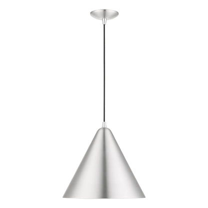 Livex Lighting Dulce 14" 1-Light Modern Metal Single Pendant in Shiny Black