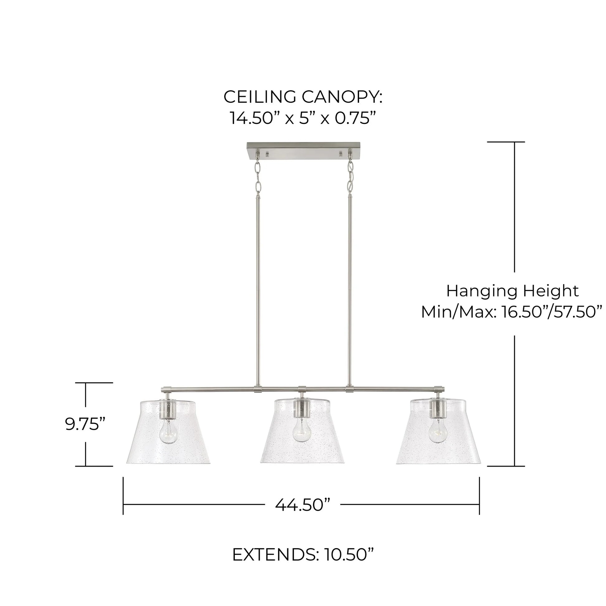 Capital Lighting 846931 Baker 3 Light 45" Wide Linear Chandelier - Black