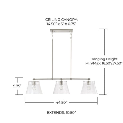 Capital Lighting 846931 Baker 3 Light 45" Wide Linear Chandelier - Black