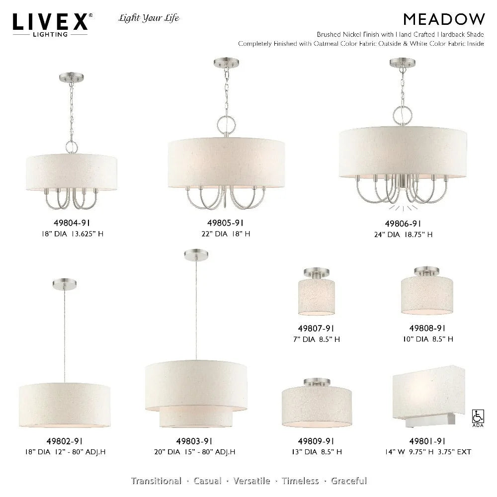 Livex Lighting Blossom 3-Light Modern Metal & Fabric Pendant in English Bronze