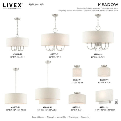 Livex Lighting Blossom 3-Light Modern Metal & Fabric Pendant in English Bronze