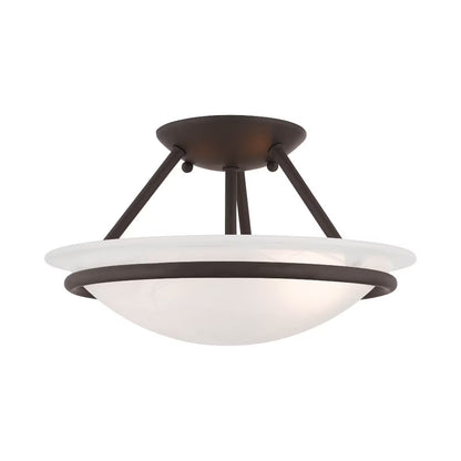 Livex Lighting Newburgh Black/White Stainless Steel/Alabaster Glass Ceiling Mount