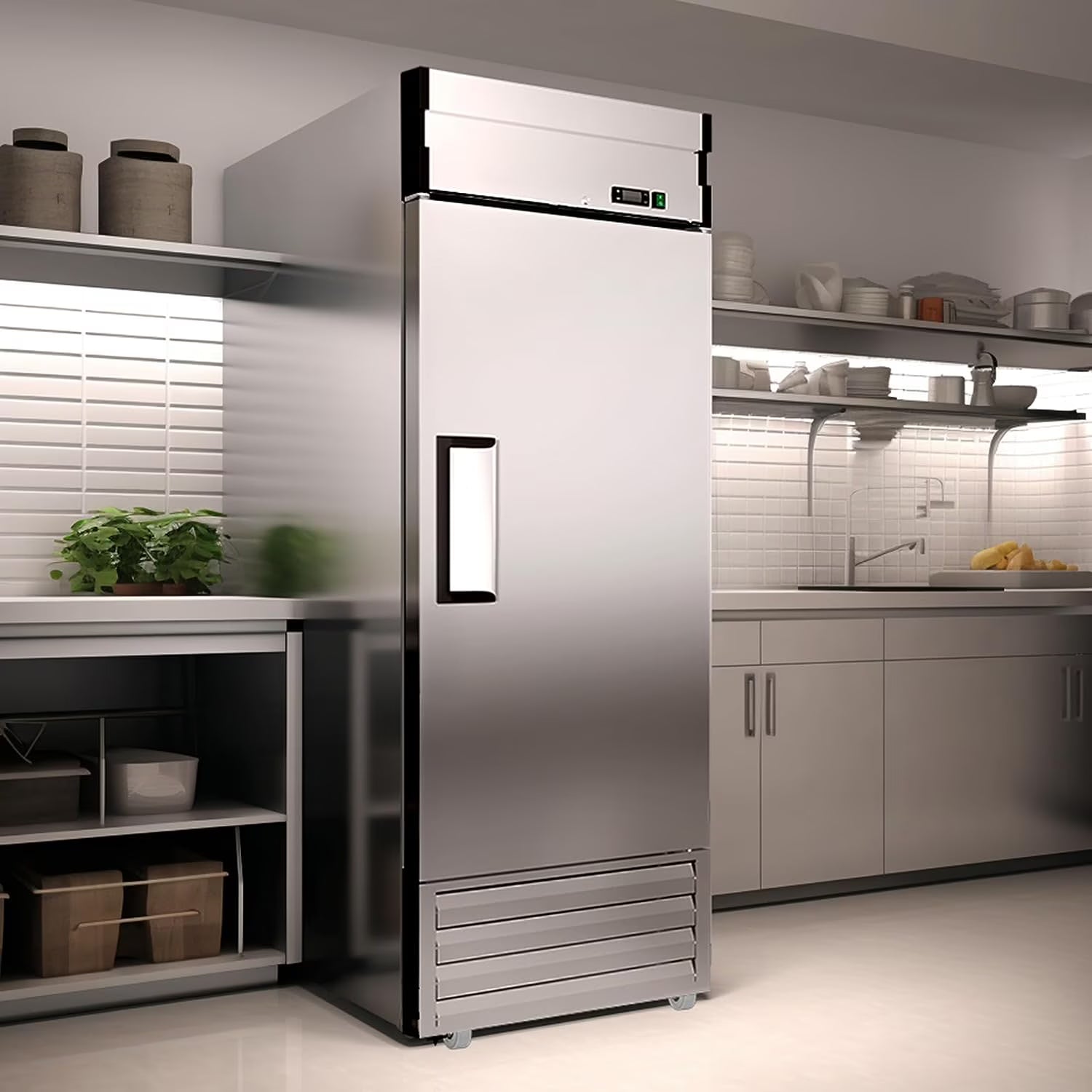 27"W Dynamic Cooling Commercial Freezer 23 Cu. Ft OmniSmart Temperature Control -10° F~10° F Self Closing Stainless Steel Reach-In Commercial Freezer Digital Thermostat LED Lighting 3 Shelves