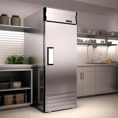 27"W Dynamic Cooling Commercial Freezer 23 Cu. Ft OmniSmart Temperature Control -10° F~10° F Self Closing Stainless Steel Reach-In Commercial Freezer Digital Thermostat LED Lighting 3 Shelves