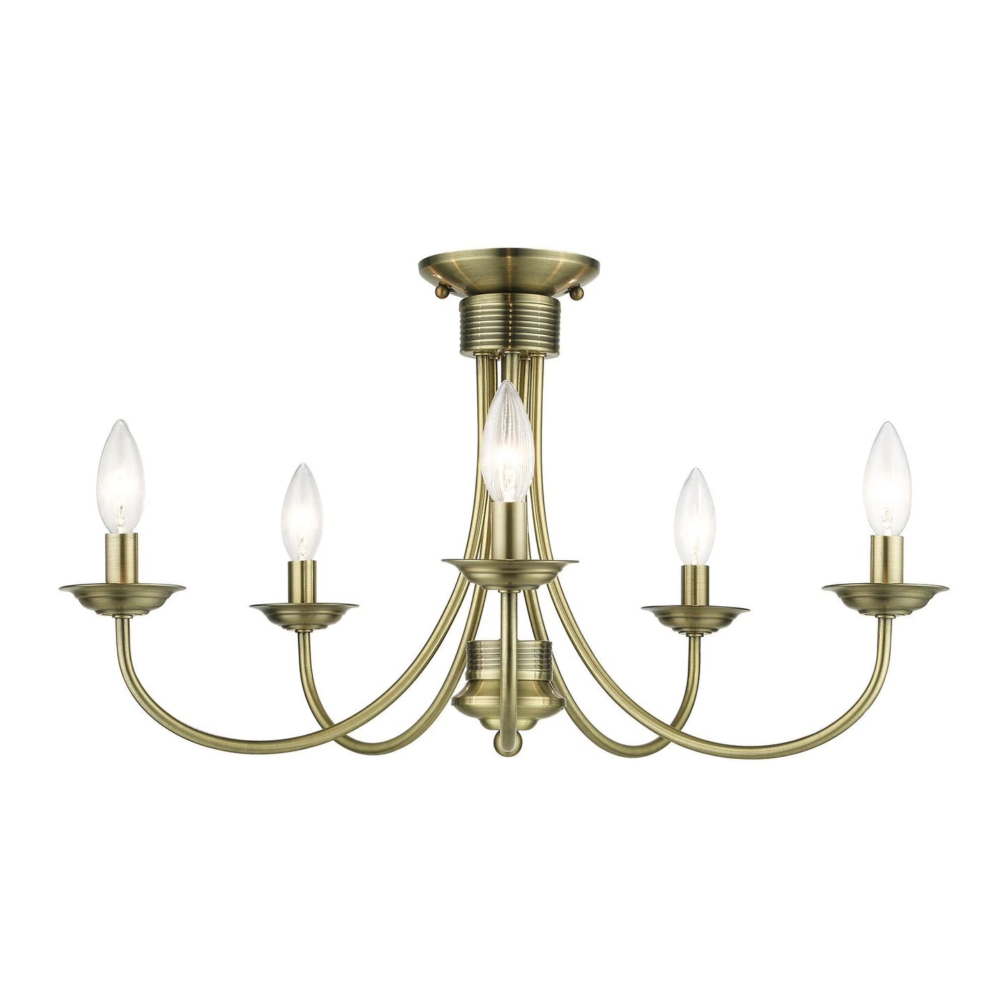 42684-91-Livex Lighting-Estate - 5 Light Large Semi-Flush Mount In Style-13.25 Inches Tall and 24 Inches Wide-Brushed Nickel Finish