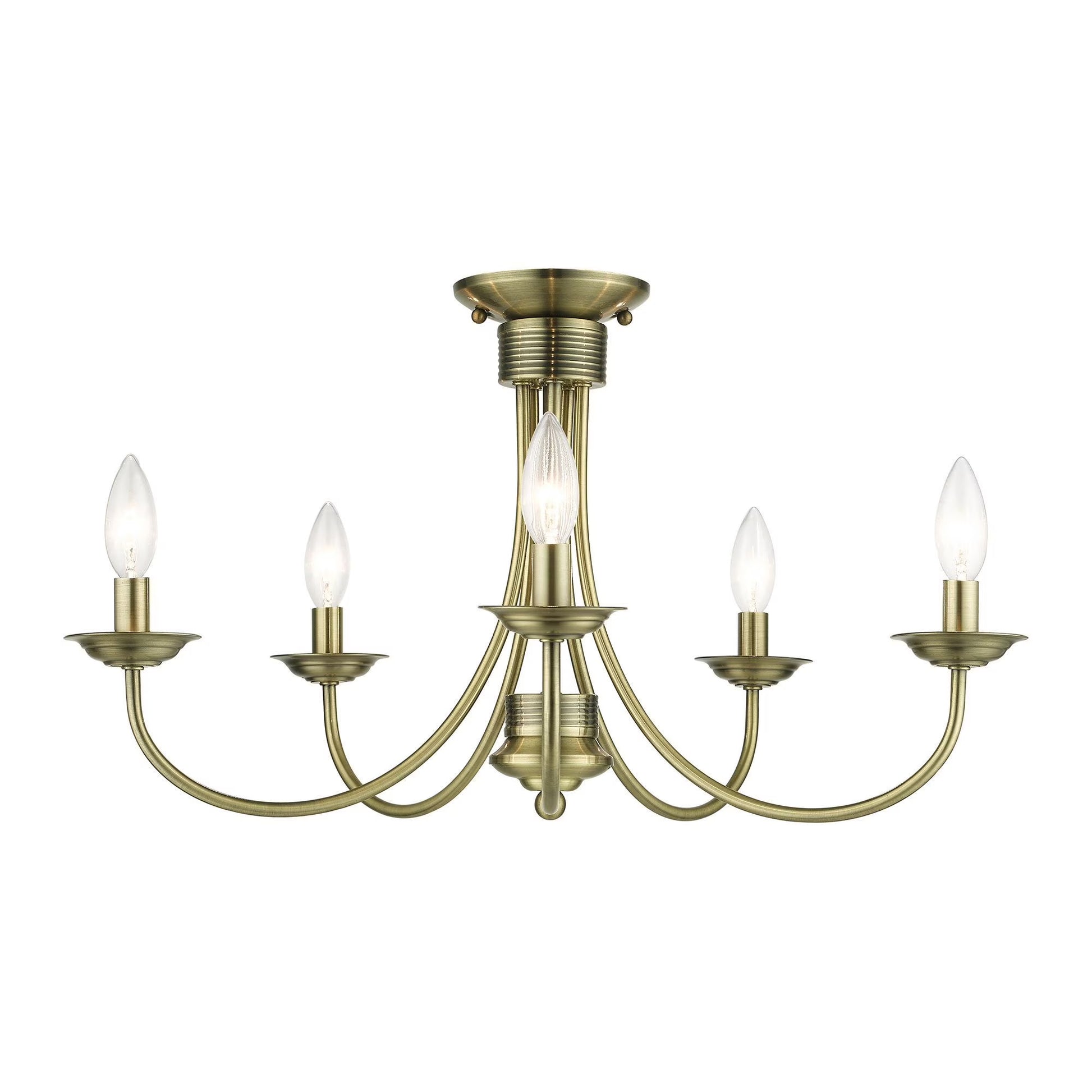 42684-91-Livex Lighting-Estate - 5 Light Large Semi-Flush Mount In Style-13.25 Inches Tall and 24 Inches Wide-Brushed Nickel Finish