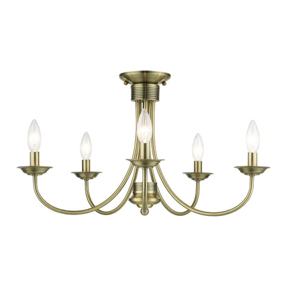 42684-91-Livex Lighting-Estate - 5 Light Large Semi-Flush Mount In Style-13.25 Inches Tall and 24 Inches Wide-Brushed Nickel Finish