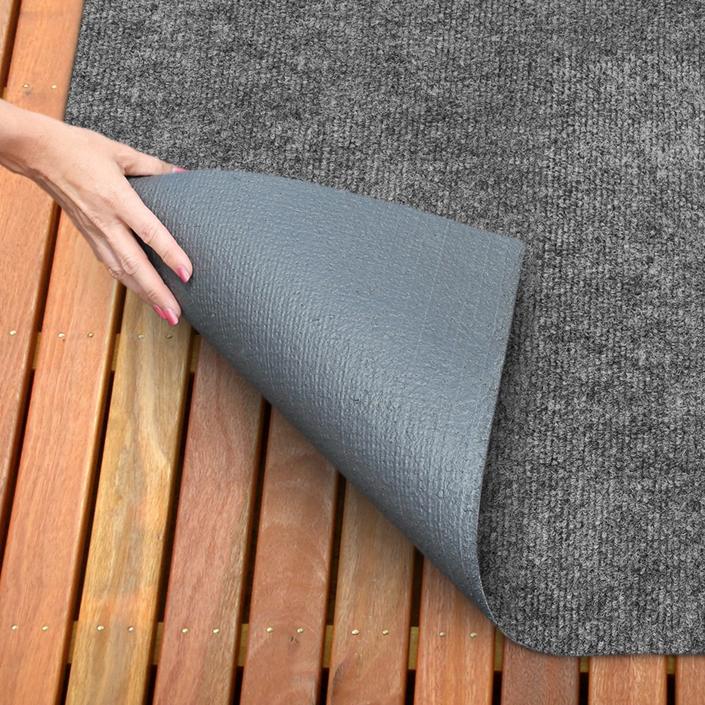 House Home & More Gray 6' x 50' Fade Resistant Indoor/Outdoor Ribbed Carpet Roll for Patio, Porch