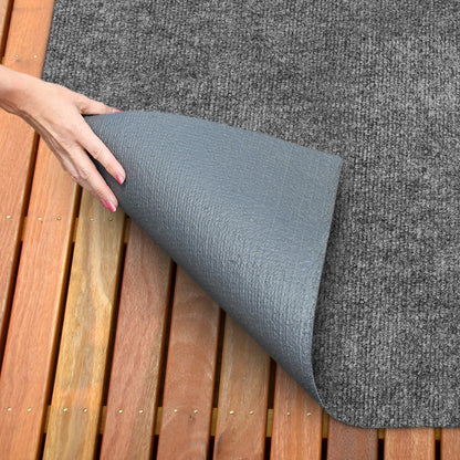 House Home & More Gray 6' x 50' Fade Resistant Indoor/Outdoor Ribbed Carpet Roll for Patio, Porch