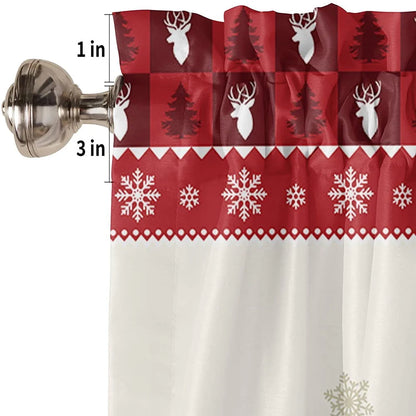 Capreze Christmas Window Drapes Xmas Kitchen Valance Short Curtain Slot Top Window Drapes Curtain Cafe Tier Christmas Short Curtain D W:91"x H:18"