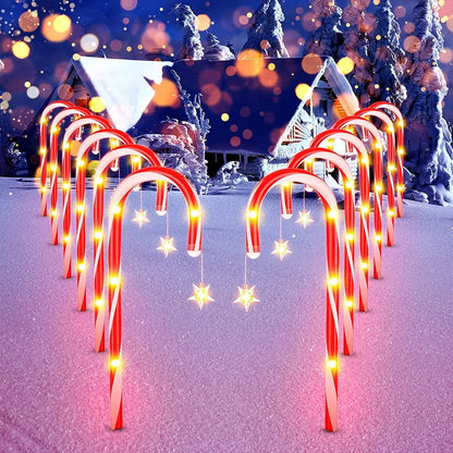 Outdoor Christmas Decorations,12 Pack Solar Christmas Candy Cane Lights with Wireless Remote Control & Bigger Solar Panel, 9 Modes Bright All Night Solar Christmas Yard Pathway Decorations