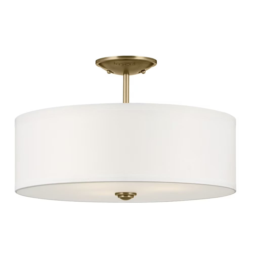 43692NBR-Kichler Lighting-Shailene - 3 Light Semi-Flush Mount - 18 inches wide-Natural Brass Finish