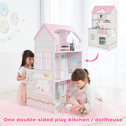Teamson Kids Wonderland Ariel 2-in-1 Dollhouse/Play Kitchen Set