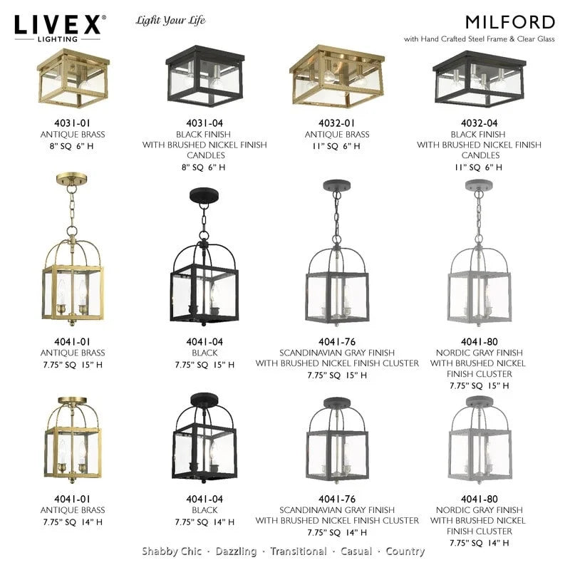 Livex Lighting 2-Light Convertible, 4041-76, 4041-80 Nordic Gray