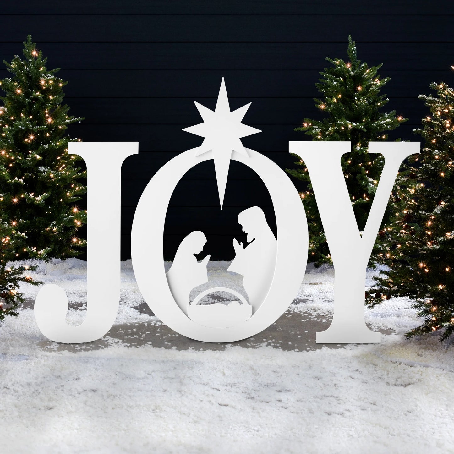 Best Choice Products 46in Outdoor JOY Christmas Nativity Decoration w/Weather Resistant PVC, Ground Stakes - Red/White