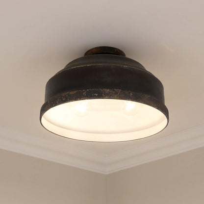 Golden Lighting Keating 3-Light Metal Flush Mount in Antique Black Iron