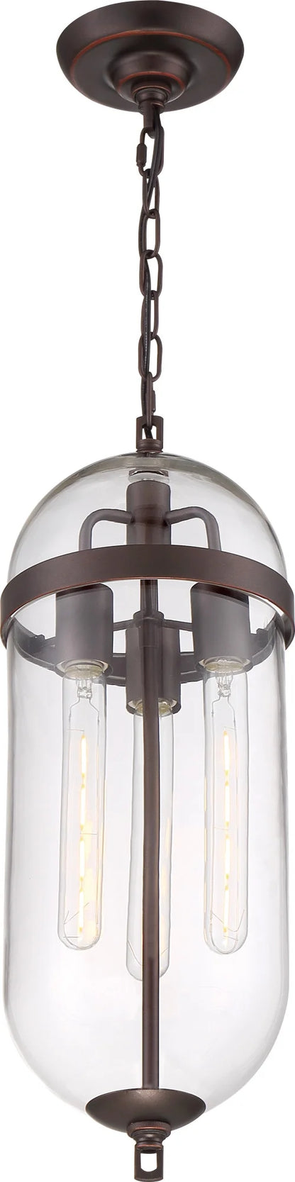 60/6913-Nuvo Lighting-Aurora-3 Light Pendant-8 Inches Wide by 23 Inches High-Vintage Brass Finish -Traditional Installation