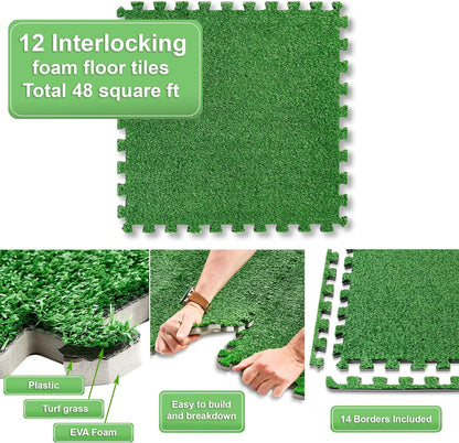 Sorbus 48sq ft Plastic interlocking Floor Tiles, 12-Tile