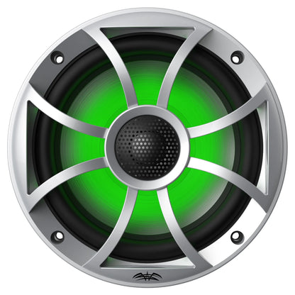 Fusion MS-RA60 Marine Stereo With 2 Pairs of Wet Sounds OE-65ic-S-RGB 6.5" Silver Grill Marine Speakers with RGB Lighting