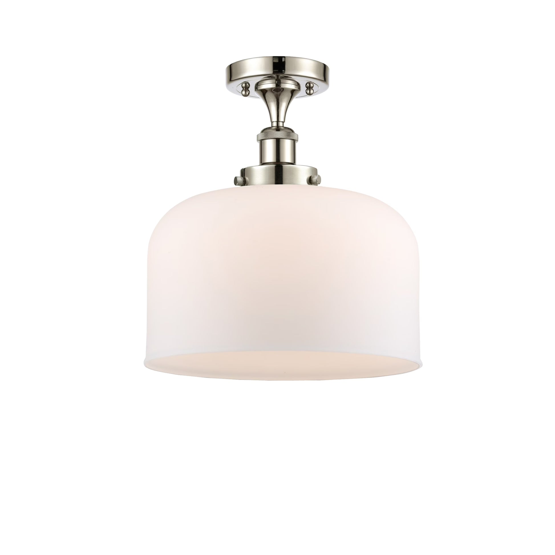 Innovations Lighting Ballston Urban Bell - 1 Light 12" Semi-Flush Mount Brushed Brass/Matte White