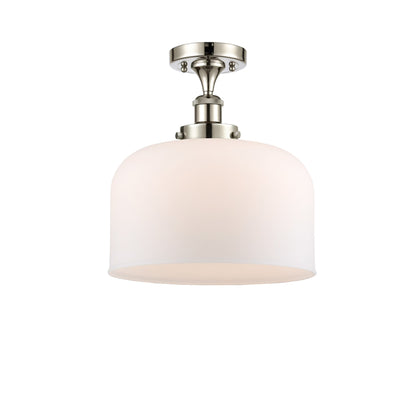 Innovations Lighting Ballston Urban Bell - 1 Light 12" Semi-Flush Mount Brushed Brass/Matte White