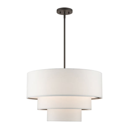 55914-91-Livex Lighting-Carrington - 4 Light Pendant In Mid-Century Modern Style-22.5 Inches Tall and 23 Inches Wide-Brushed Nickel Finish