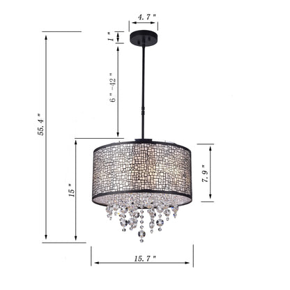 First Lighting Anais 4-light Black Metal and Crystal Drum Chandelier