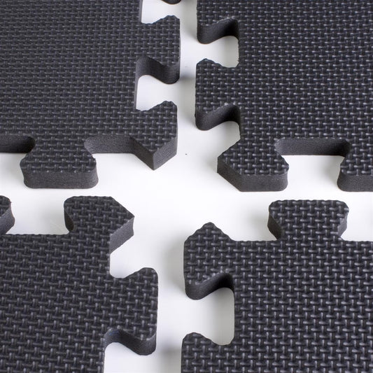 10' x 10' Interlocking Foam Mats for Floor, Anti-fatigue 2' x 2' Tiles are Perfect for Trade Shows - Black (TSFM10BK)