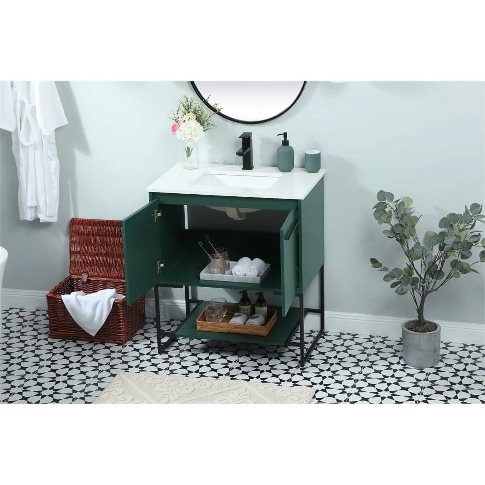 Elegant Lighting Vf42530m Sloane 30" Free Standing Single Basin Vanity Set - Green
