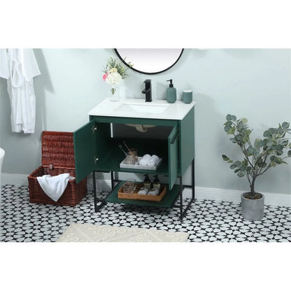 Elegant Lighting Vf42530m Sloane 30" Free Standing Single Basin Vanity Set - Green