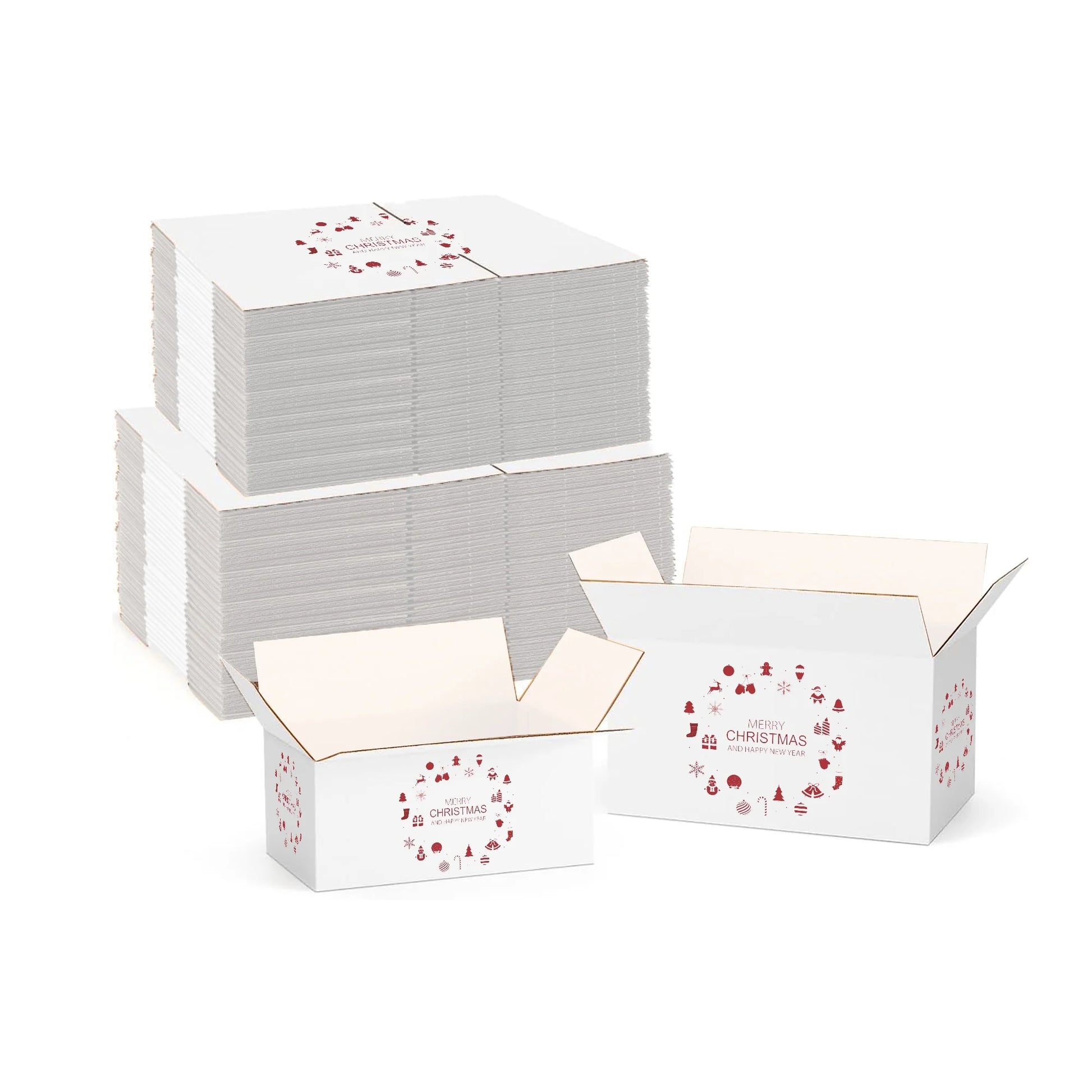 Ucanpack 50 Pcs Christmas Mailer Box 9x4x3", Made In USA- New Year Holiday Mailing Gift Boxes, WhiteDecorative Shipping Boxes, Gift Boxes In Bulk, Tuck Top Boxes