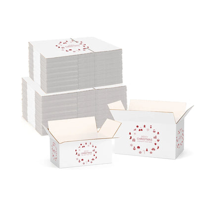 Ucanpack 50 Pcs Christmas Mailer Box 9x4x3", Made In USA- New Year Holiday Mailing Gift Boxes, WhiteDecorative Shipping Boxes, Gift Boxes In Bulk, Tuck Top Boxes