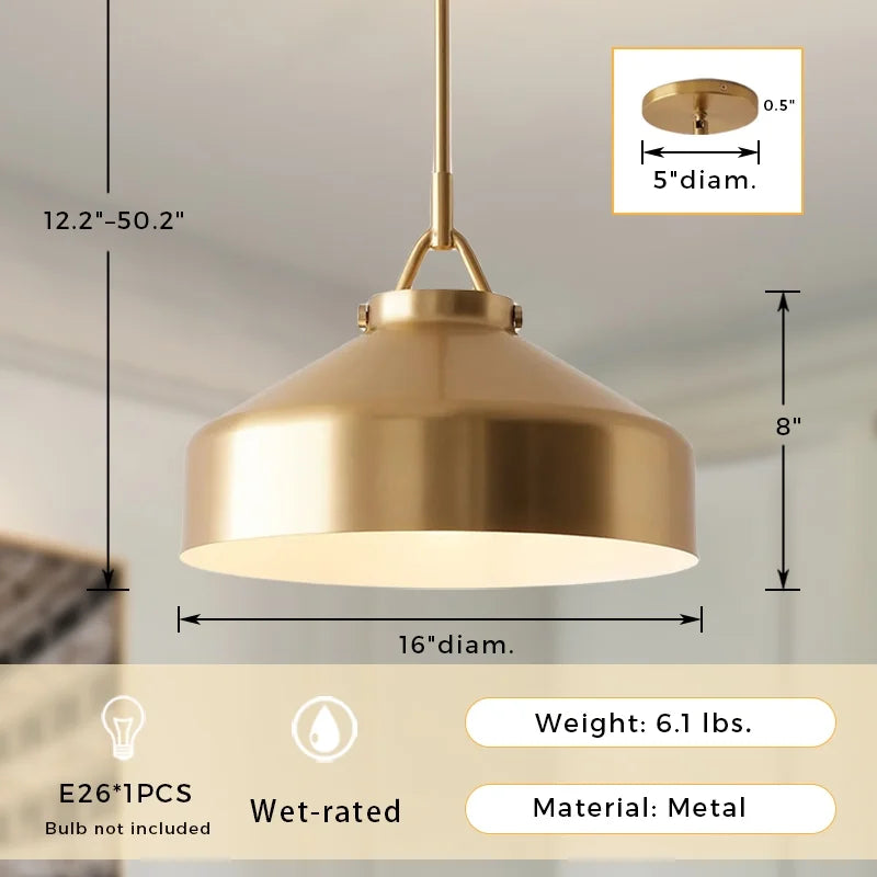 VersaGlow Premium Metal Pendant Light 16",Versatile Lighting,Ceiling Lights in Dining Room,Living Room,BathRoom