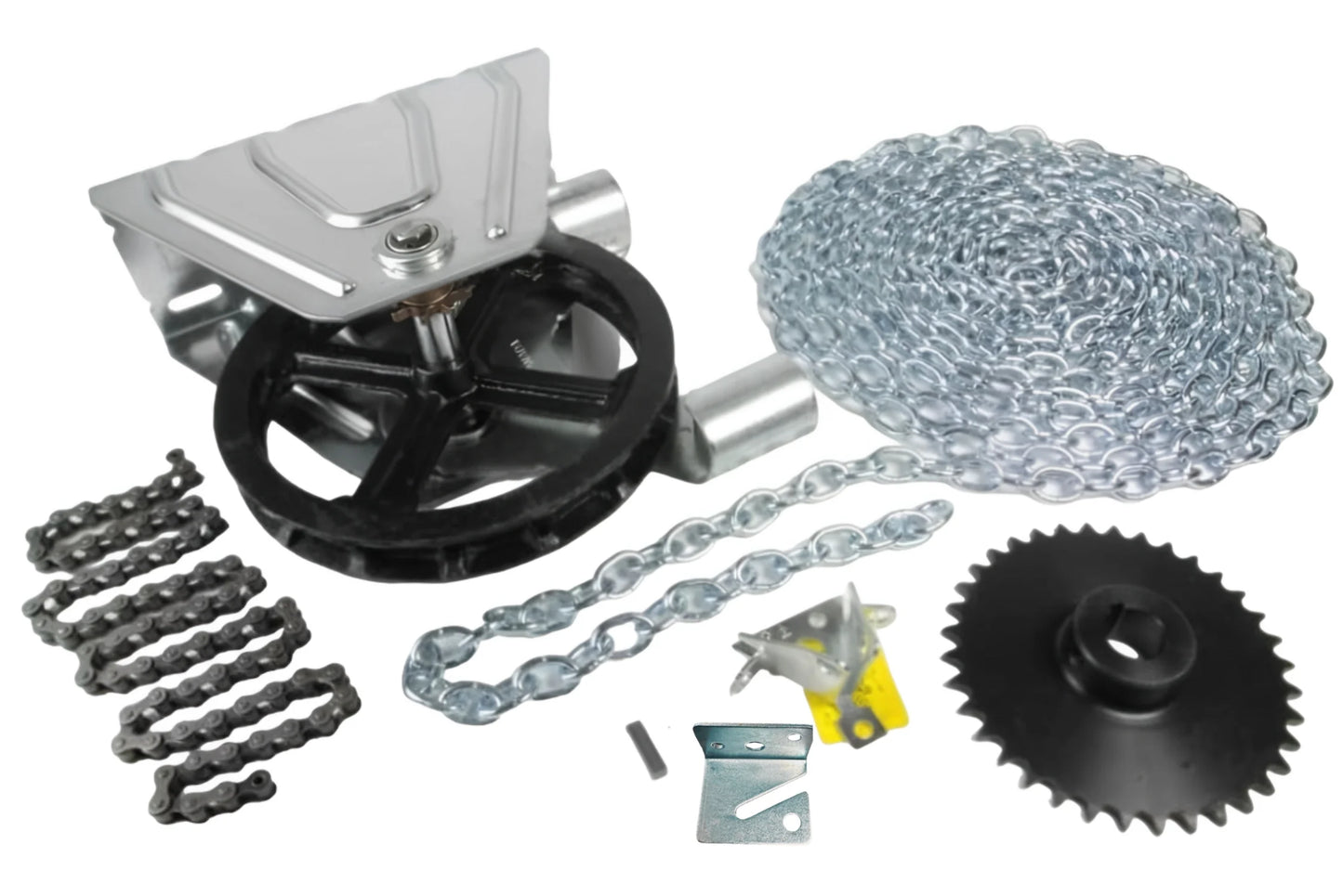 G.A.S Hardware Garage Door Chain Hoist Kit Model 2000R 4:1 Reduction Wall Mount (1.25 Inch Shaft) | Chain Hoist Replacement for Garage Door Repair | Garage Chain Replacement Set