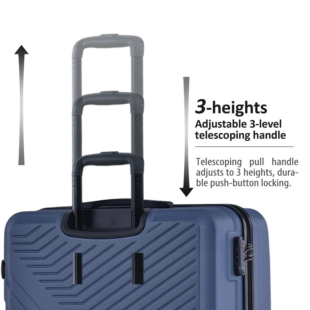 3 Piece Navy Luggage Travel Set, 20" 24" 28" Carry on Luggage with Spinner Wheels, Lightweight Hard Case Luggage Travel Suitcase Christmas Gifts for Business Trip Holiday Travel Cruise
