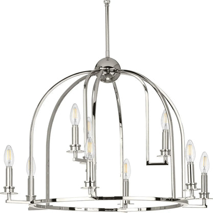 P400187-031-Progress Lighting-Seneca - Chandeliers Light - 9 Light in Farmhouse style - 30 Inches wide by 20.88 Inches high-Black Finish