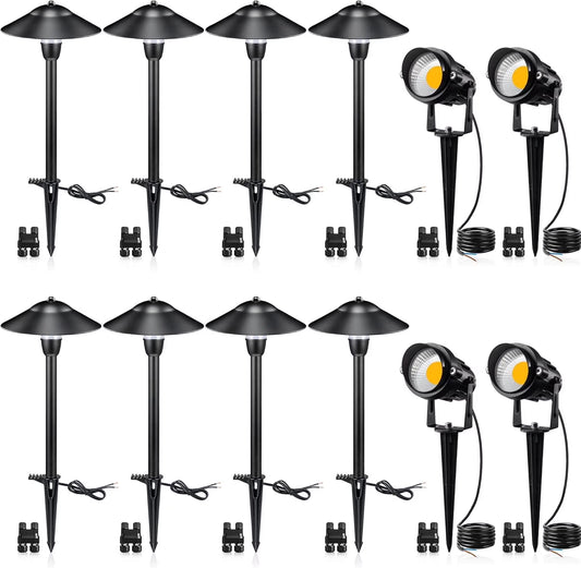 SUNVIE LED Landscape Lights Low Voltage Pathway Lights 12V Aluminum Lighting Kits with Stake Waterproof for Walkway Yard Garden, 12 Pack with Connectors