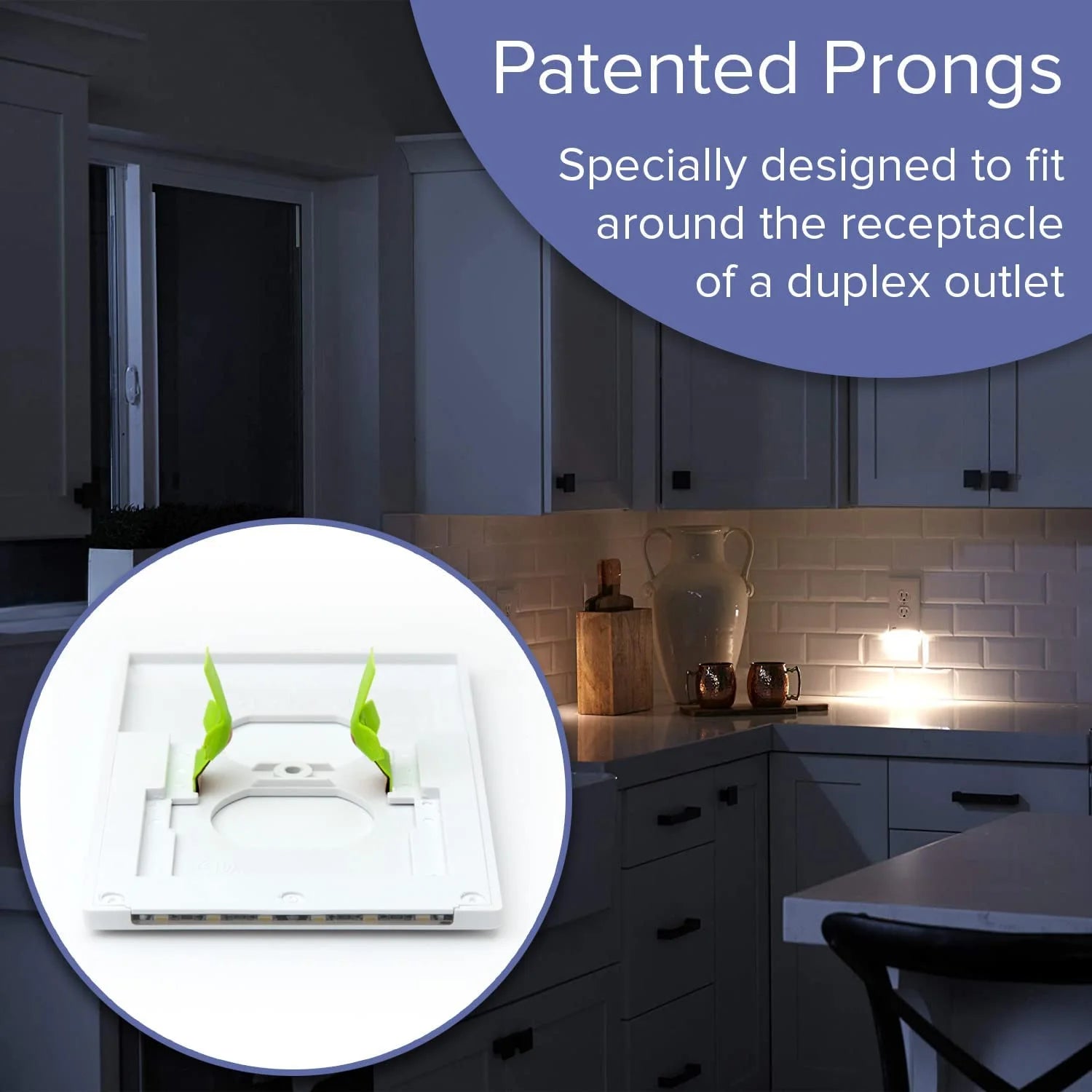 6 Pack - SnapPower GuideLight 2 [For Duplex Outlets] - Replaces Plug-In Night Light - Electrical Receptacle Wall Plate With LED Night Lights - Auto On/Off Sensor - (Duplex, White)