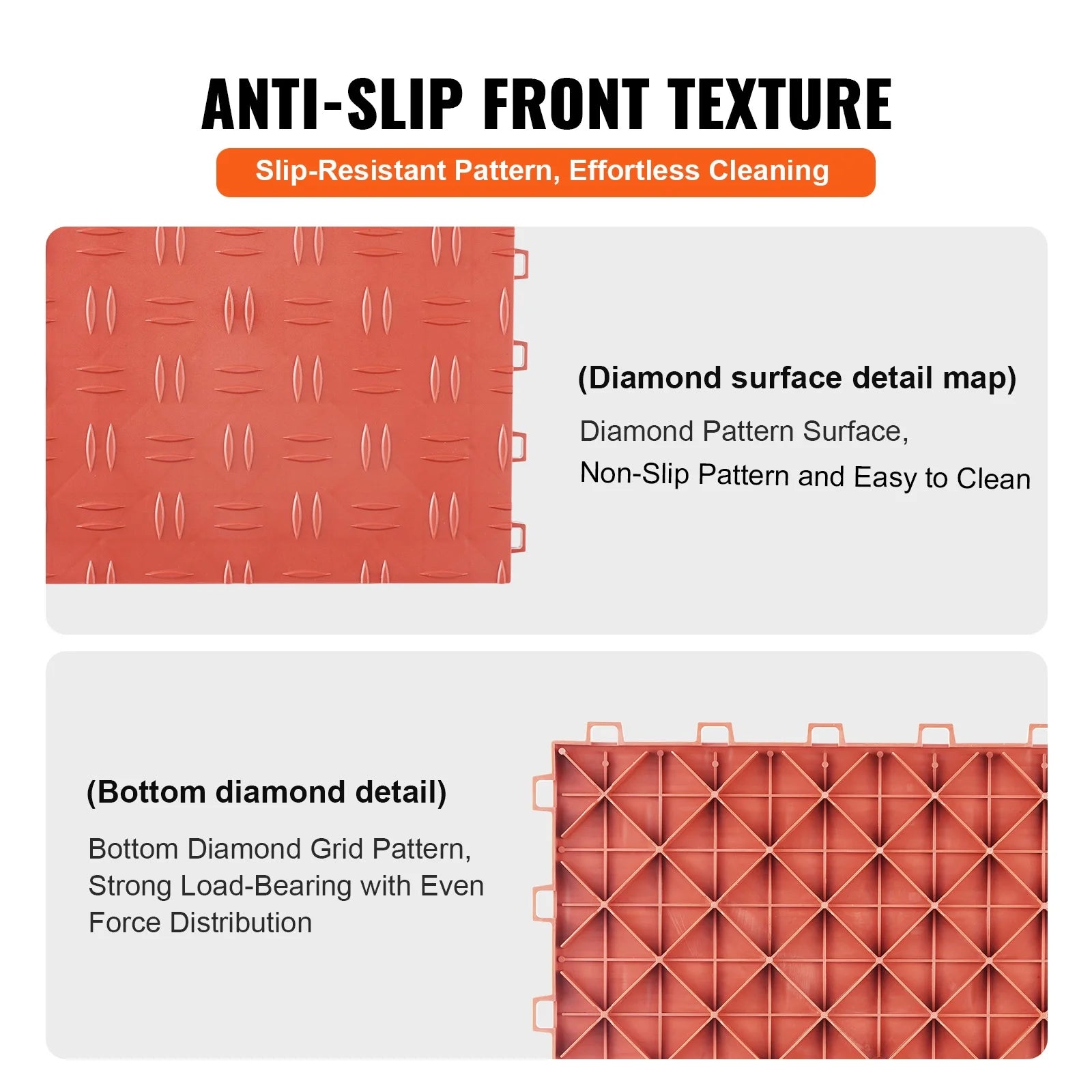 KFFKFF 50 Pack Garage Tiles Interlocking 12x12 Inch Garage Floor Tiles Red